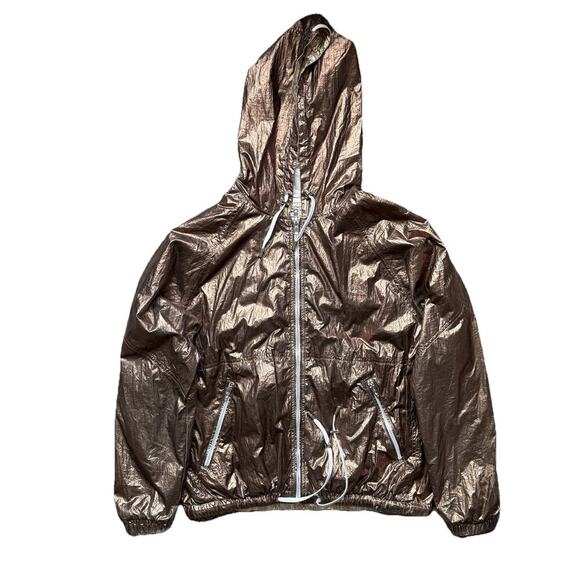 BLANKNYC Good Vibrations Reversible Metallic Windbreaker Jacket M Gold Silver - Picture 3 of 14